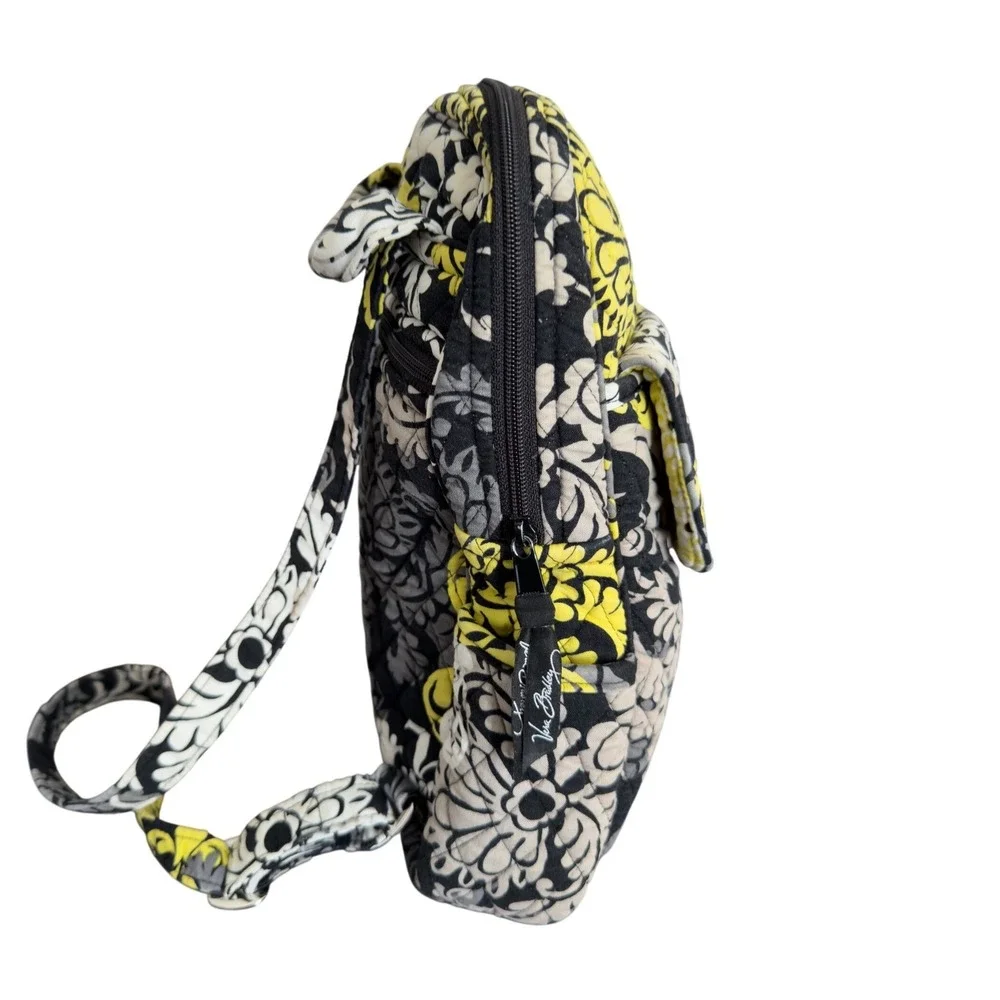 Vera Bradley Backpack Retired Baroque Yellow Black‎ Quilted Cotton Bag